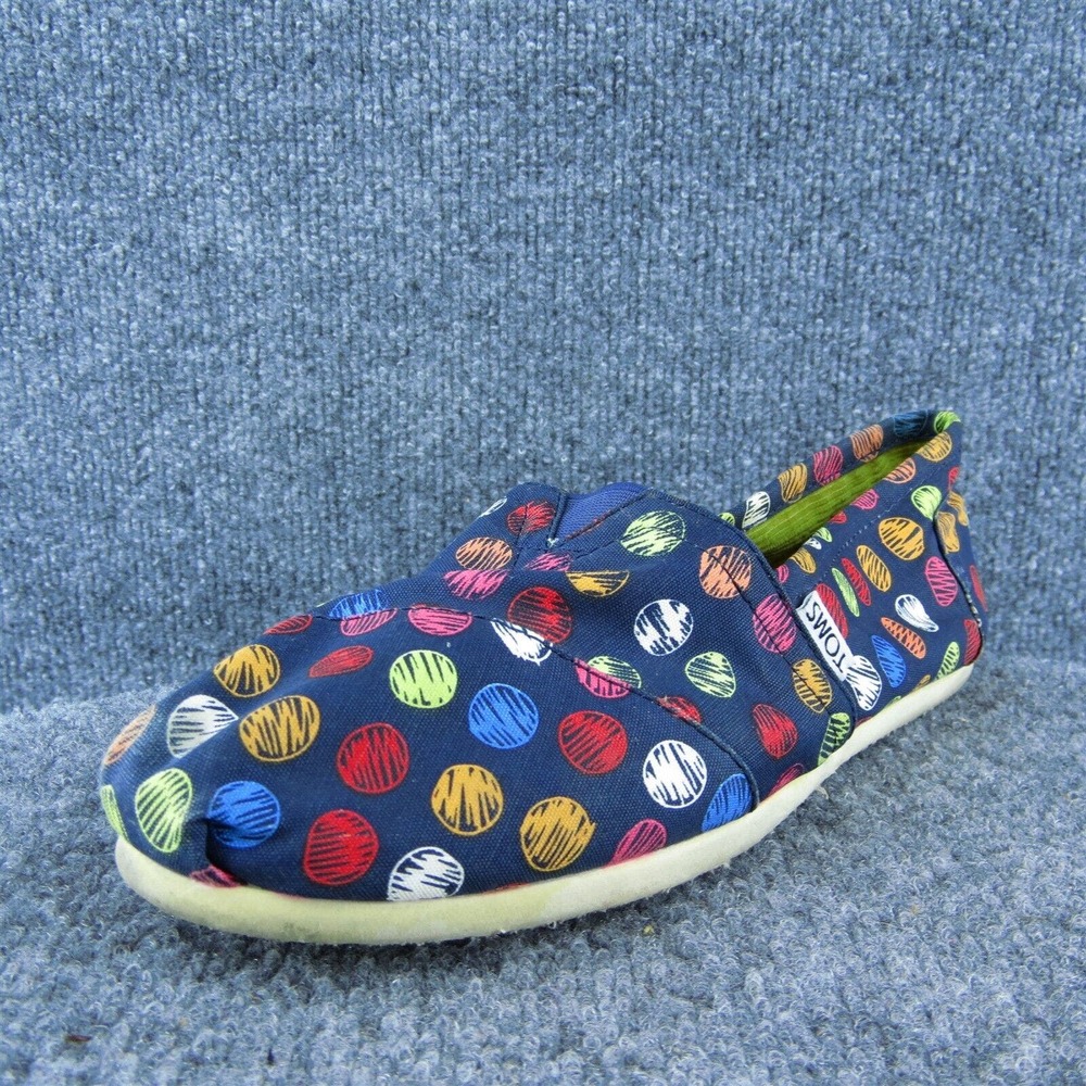 TOMS Women Flat Shoes Blue Fabric Slip‎ On Size 9.5 Medium